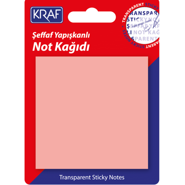 KRAF YAPIŞKANLI NOT KAĞIDI 76x76   50 YP ŞEFFAF PEMBE 7676TR