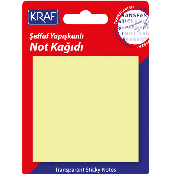 KRAF YAPIŞKANLI NOT KAĞIDI 76x76   50 YP ŞEFFAF SARI 7676TR