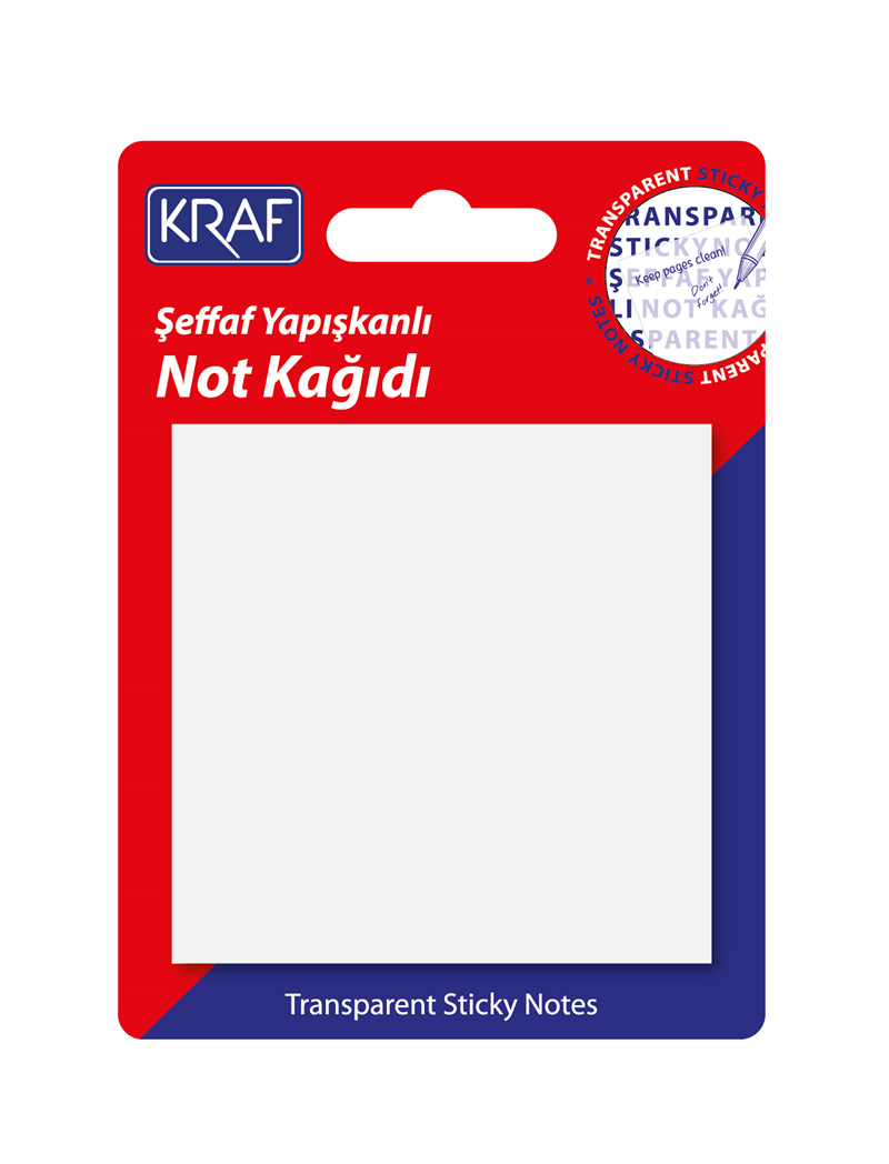 103674 KRAF YAPIŞKANLI NOT KAĞIDI 76x76 50 YP ŞEFFAF 7676TR - Görsel 1