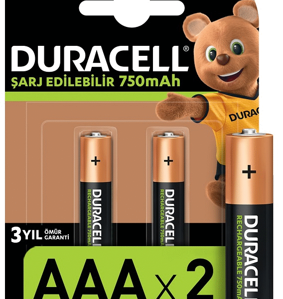 DURACELL PİL ŞARJLI 2 Lİ AAA İNCE KALEM 750MAH