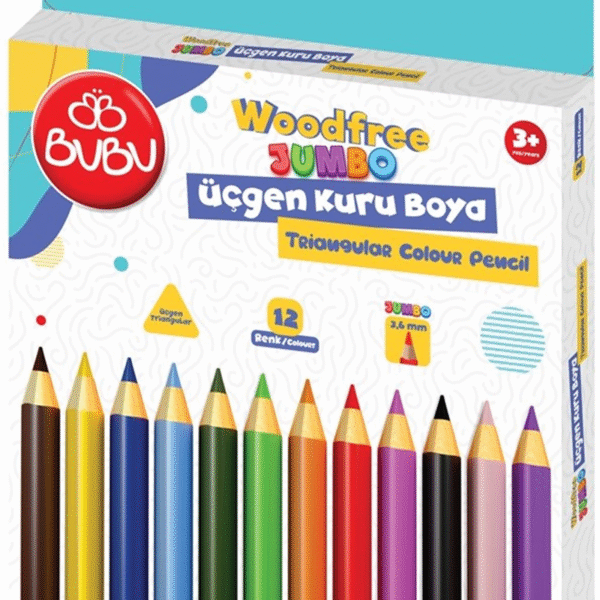 BU-BU WOODFREE JUMBO ÜÇGEN KURU BOYA 12 RENK BUBU-KUR002