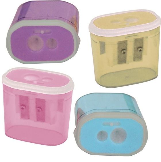 BU-BU ŞEFFAF DİKDÖRTGEN KALEMTIRAŞ ÇİFT DELİKLİ KİLİTLİ PASTEL RENKLER (4 RENK) BUBU-KT0011