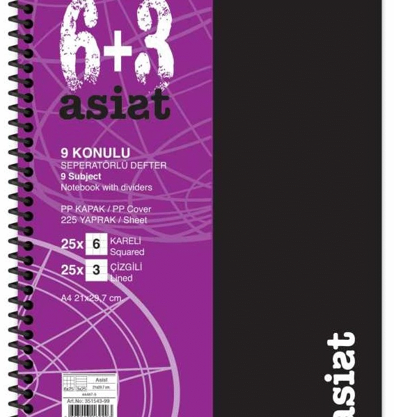 KESKİN DEFTER ASİST A4 PP KAPAK AYRAÇLI 6+3 225 YP. 351543