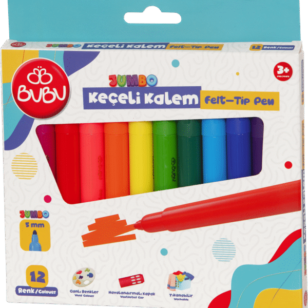 BU-BU KEÇELİ KALEM 12 RENK JUMBO KEC003