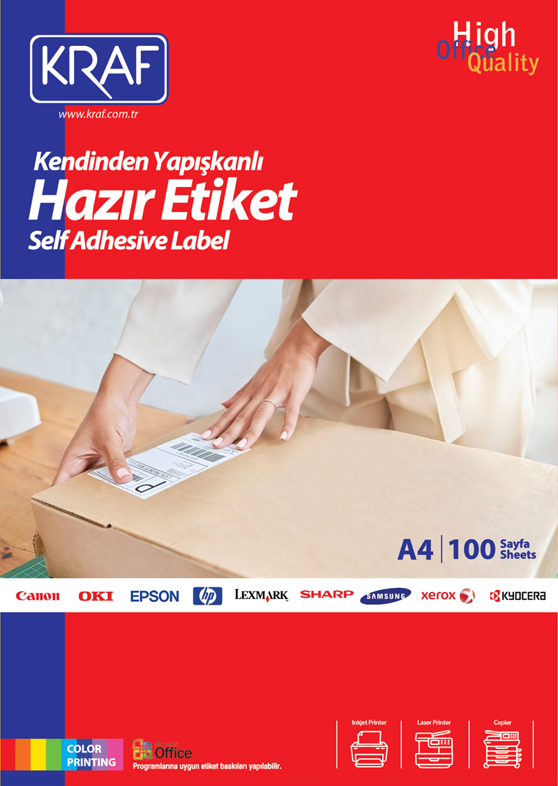 150412 KRAF LASER ETİKET KF-2040 52.5 x 29.7 MM - Görsel 1