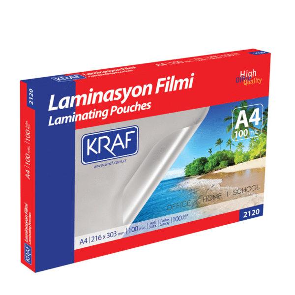KRAF LAMİNASYON FİLMİ PARLAK A4 100 Mic.100 LÜ 2120