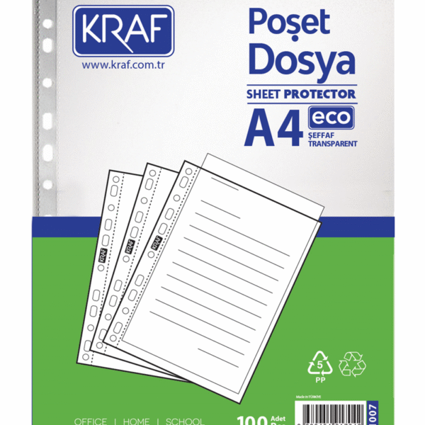 KRAF POŞET DOSYA A4 ECO 100 LÜ 1007