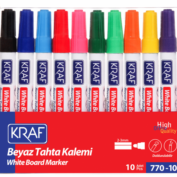 KRAF BEYAZ TAHTA KALEMİ DOLDURULABİLİR 770-10 10 LU SET