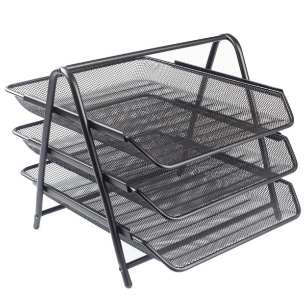 KRAF PERFORE EVRAK RAFI METAL 3 KATLI 460G SİYAH