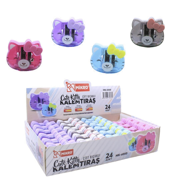 MİKRO KALEMTIRAŞ CUTE KITTY ÇİFT BIÇAKLI MK-4050-24