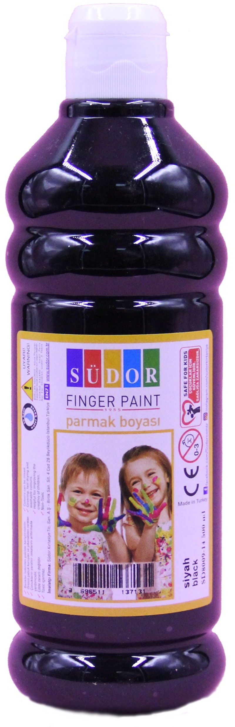 16892 SÜDOR PARMAK BOYASI 500 ML SİYAH SD8009-14 - Görsel 1