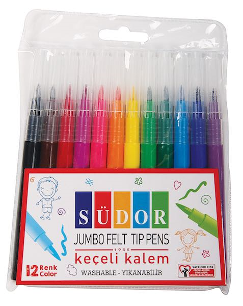 SÜDOR KEÇELİ KALEM JUMBO 10 LU YIKANABİLİR KK02