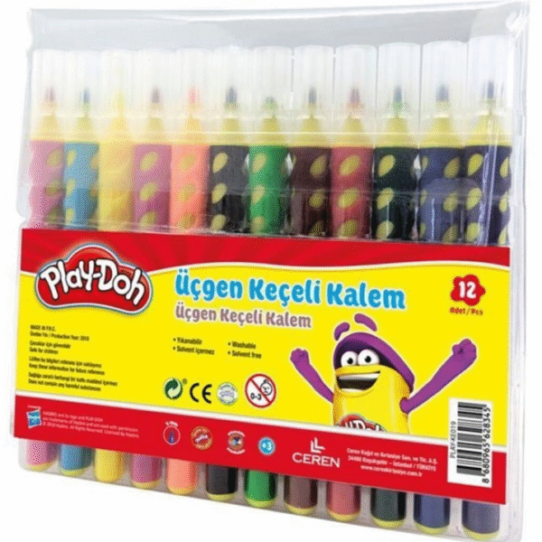 PLAY-DOH KEÇELİ KALEM FIRÇA UÇLU 12 RENK ÜÇGEN PLAY-KE018