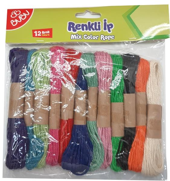 BU-BU RENKLİ JÜT İP 12 RENK 12'Lİ BUBU-KI0004