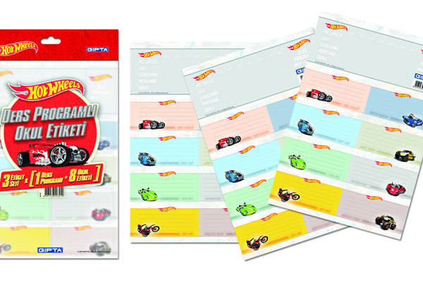 GIPTA OKUL ETİKETİ DERS PROGRAMLI HOT WHEELS 16x24 3 YP. 5410