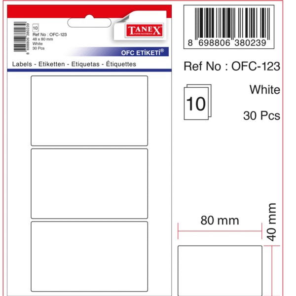 TANEX OFİS ETİKETİ OFC-123 BEYAZ