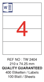 TANEX LASER ETİKET TW-2404 210 X 74.25 MM ( 4 ) 100 LÜ - Görsel 2