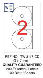 TANEX LASER ETİKET TW-3117 CD 117 MM ( 2 ) 100 LÜ - Görsel 2