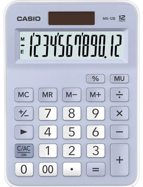 CASIO HESAP MAKİNESİ MASAÜSTÜ MX-12B-LB 12 HANE MAVİ
