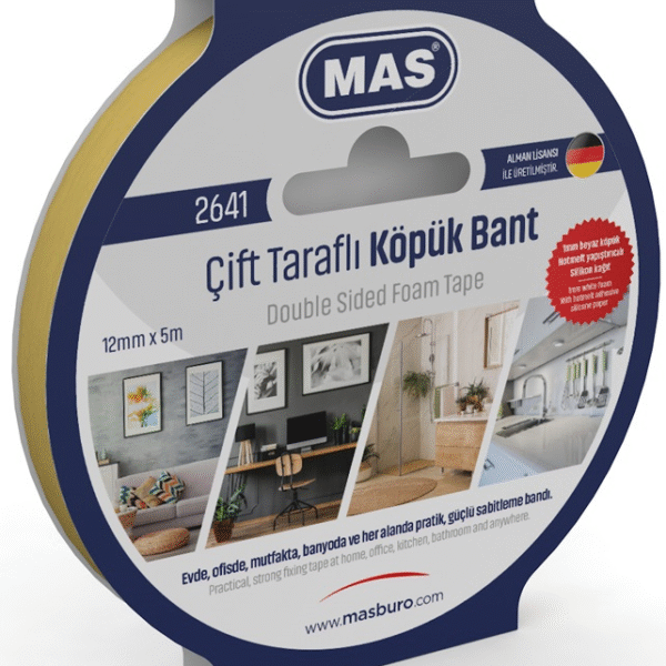 MAS ÇİFT TARAFLI KÖPÜK BANT 12MM X 5M 2641