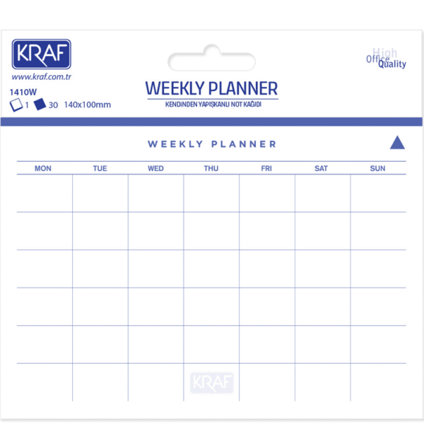 KRAF YAPIŞKANLI NOT KAĞIDI WEEKLY PLANNER - HAFTALIK PLAN 140x100 30 YP 1410W