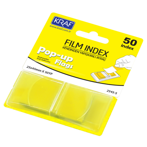 KRAF INDEX FILM (PP) 25x45MM POP-UP TEK RENK 50 YP SARI 2545-5