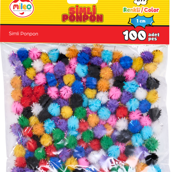 MİLEO PONPON SİMLİ RENKLER 1CM 100'LÜ 1779