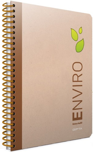 GIPTA DEFTER ENVIRO 17x24 SPİRALLİ SEP.SERT KAPAK 120 YP. ÇİZGİLİ 3992
