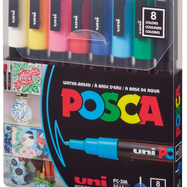 UNİ POSTER MARKÖRÜ POSCA SET PC-3M/8C 0.9-1.3 ANA RENK 8 Lİ