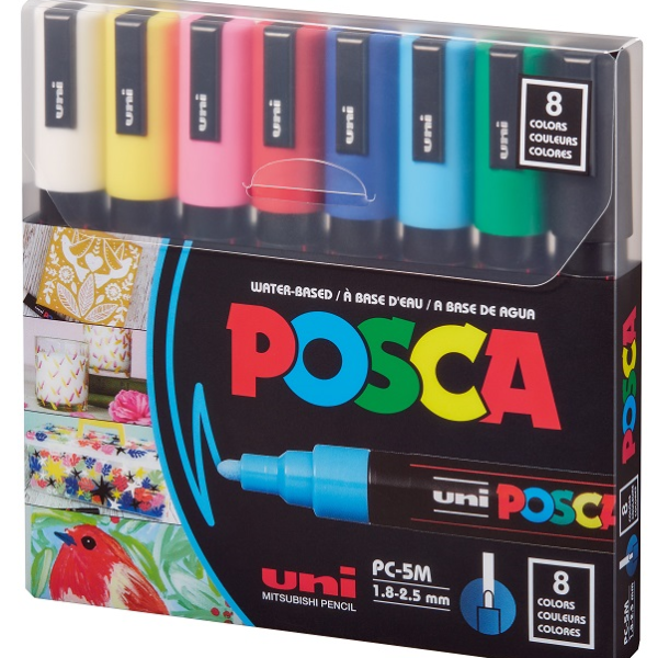 UNİ POSTER MARKÖRÜ POSCA SET PC-5M/8C 1.8-2.5 ANA RENK 8 Lİ