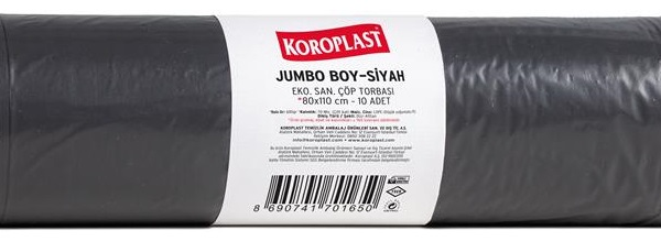 KOROPLAST ÇÖP TORBASI EKO SANAYİ JUMBO SİYAH 80x110 600 GR 10 LU 70 MİC. ST01500344