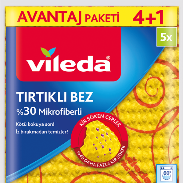 VİLEDA BEZ SARI TEMİZLİK BEZİ EKO 4+1 (%30 MİKROFİBERLİ) 166991