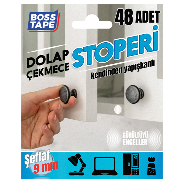 BOSS TAPE DOLAP STOPERİ 9 MM 48 ADET BT-03010