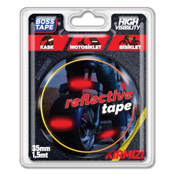 BOSS TAPE REFLEKTİF BANT 35 MM x 1.5M KIRMIZI BT-09003