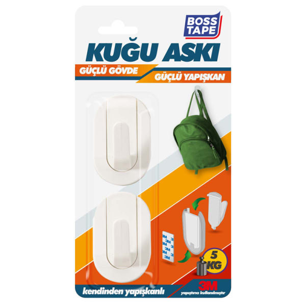 BOSS TAPE ASKI PLASTİK KENDİNDEN YAPIŞKANLI KUĞU 5 KG BEYAZ 2 Lİ BLS. BT-11003
