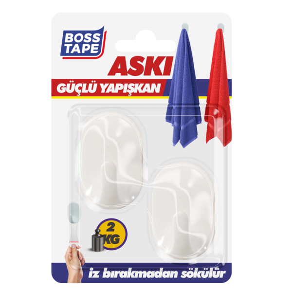BOSS TAPE ASKI PLASTİK KENDİNDEN YAPIŞKANLI 2 KG KÜÇÜK BOY BEYAZ 2 Lİ BLS. BT-11006