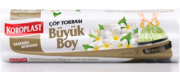 KOROPLAST ÇÖP TORBASI BÜYÜK 65x70 BÜZGÜLÜ YASEMİN KOKULU 10 LU ST01600163