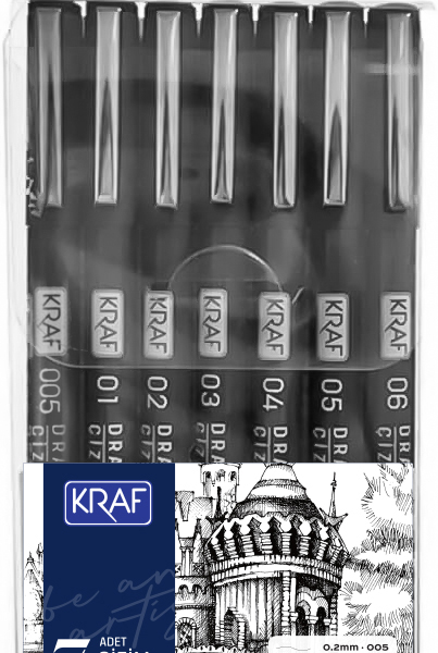 KRAF DRAWING PEN - ÇİZİM KALEMİ 222 7 Lİ SET