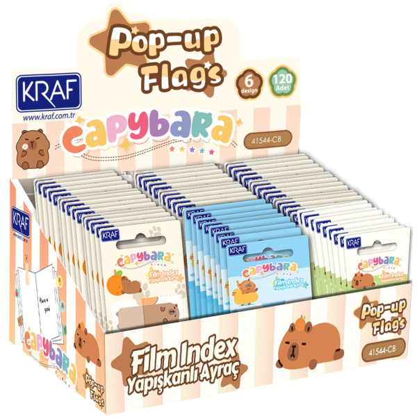 KRAF INDEX FILM (PP) 15x44MM POP-UP 4 LÜ x 20 YP DESENLİ CAPYBARA 41544CB