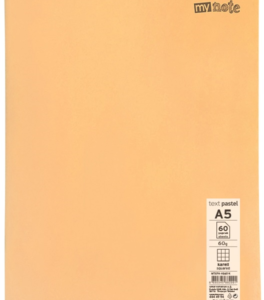MYNOTE DEFTER TEXT PASTEL PP KAPAK DİKİŞLİ A5 60 YP KARELİ MTXPA-A560-K