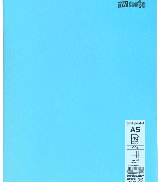 MYNOTE DEFTER TEXT PASTEL PP KAPAK DİKİŞLİ A5 80 YP KARELİ MTXPA-A580-K