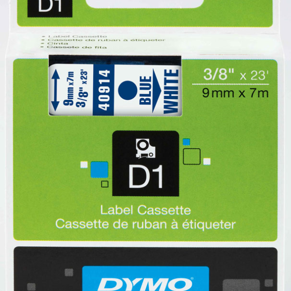 DYMO ŞERİT D1 9MM x 7MT BEYAZ/MAVİ 720690 40914