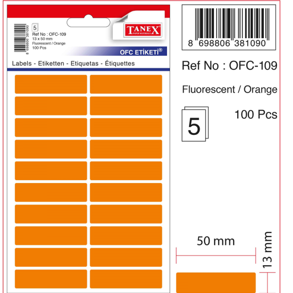 TANEX OFİS ETİKETİ OFC-109 FLORASAN TURUNCU