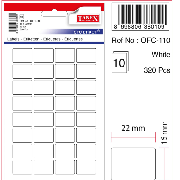 TANEX OFİS ETİKETİ OFC-110 BEYAZ