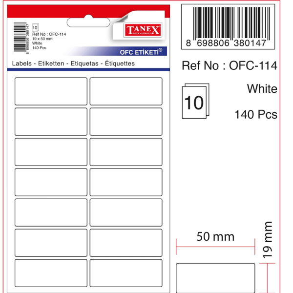 TANEX OFİS ETİKETİ OFC-114 BEYAZ