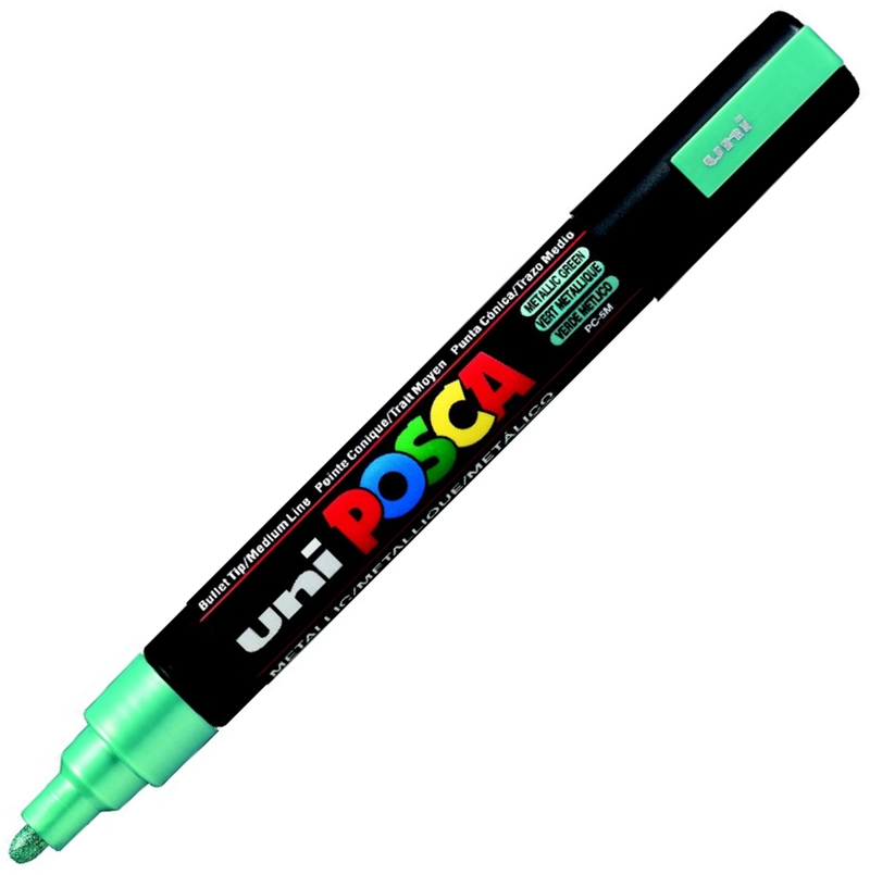 60358 UNİ POSTER MARKÖRÜ POSCA PC-5M 1.8-2.5 METALİK YEŞİL - Görsel 1