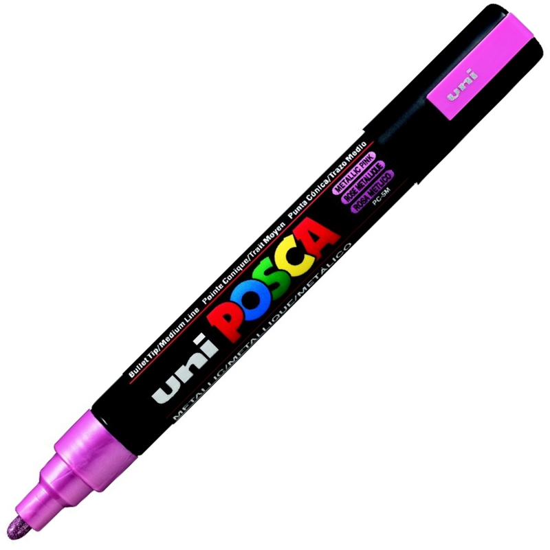 60359 UNİ POSTER MARKÖRÜ POSCA PC-5M 1.8-2.5 METALİK PEMBE - Görsel 1