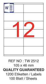 TANEX LASER ETİKET TW-2512 105 X 46 MM ( 12 ) 100 LÜ - Görsel 2