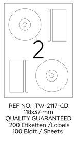 TANEX LASER ETİKET TW-2117 CD 118 X 37 MM 100 LÜ - Görsel 2