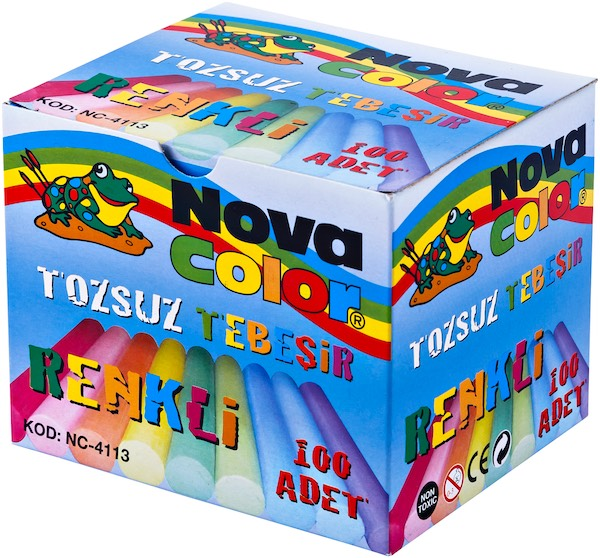 NOVA COLOR TEBEŞİR 100'LÜ RENKLİ TOZSUZ NC-4113